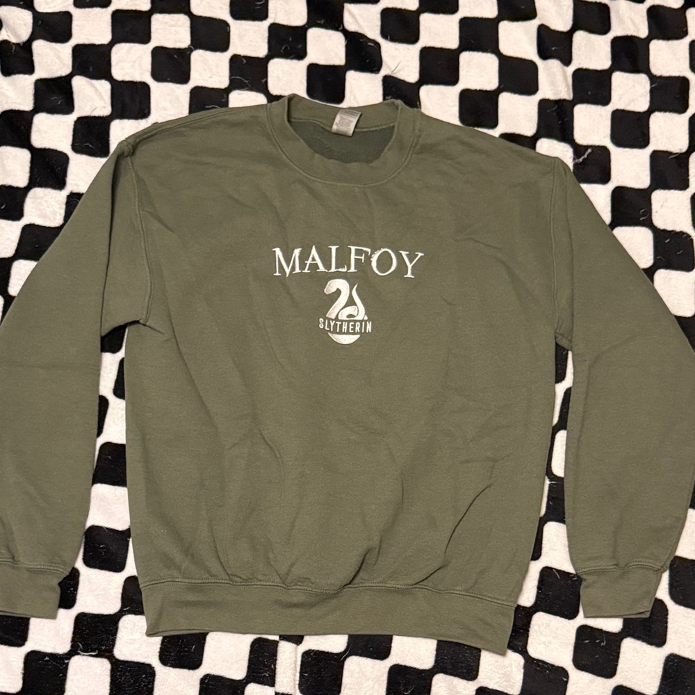 Green Embroidered Slytherin Crewneck